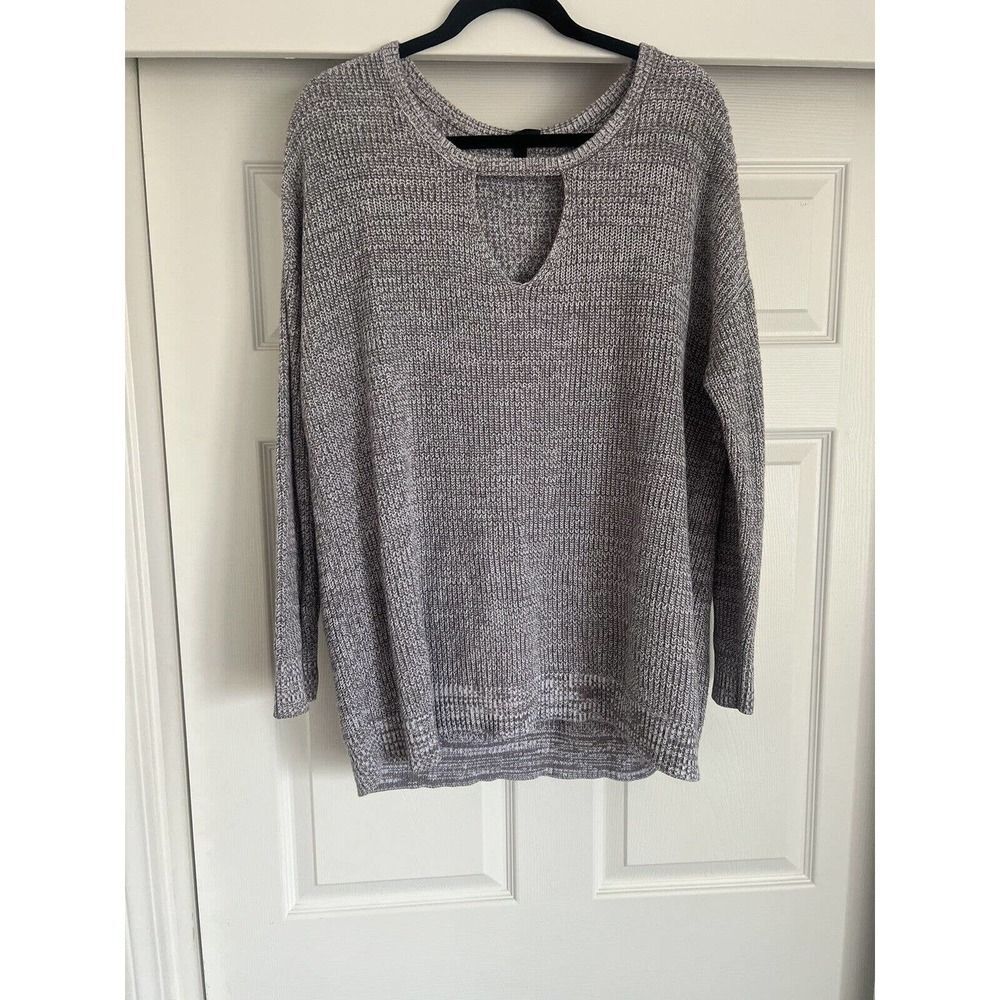 Torrid Women's Gray Keyhole Tunic Marl Knit Sweater Long Sleeves Size2X